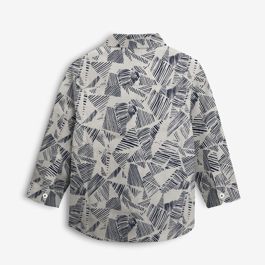 Printed Off White Boy's Casual Shirt