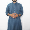 MENS NAVY LINING KHADDI COTTON KURTA