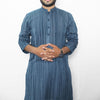 MENS NAVY LINING KHADDI COTTON KURTA