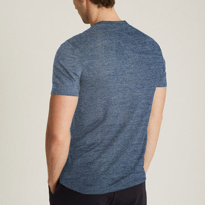 HG TEXTURED BLUE BANNED COLLAR TEE SHIRT