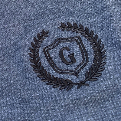 HG TEXTURED BLUE BANNED COLLAR TEE SHIRT