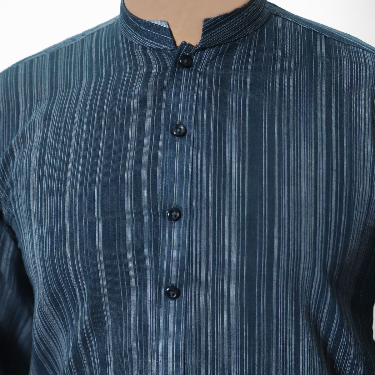 MENS NAVY LINING KHADDI COTTON KURTA