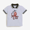 Boy's Octopus Printed Tipping Collar Polo Shirt