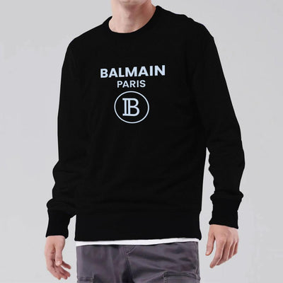 Black Balmain Printed Sweat Shirt