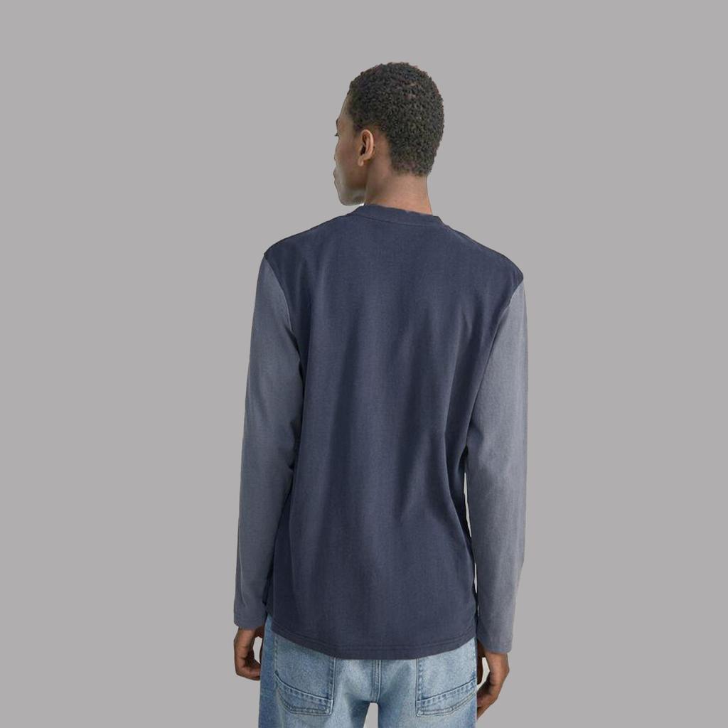 Contrast Full Sleeve Tee Shirt - Navy