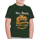 BOY'S MOTOR BIKE PRINTED BOTTEL GREEN TEE SHIRT