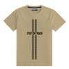 ROUND NECK "STAY ON TRACK" PRINTED TEE SHIRT