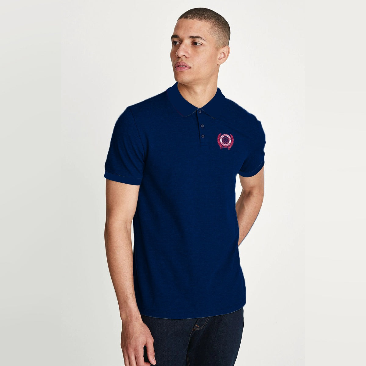 HG SIGNATURE NAVY SELF COLLAR POLO SHIRT