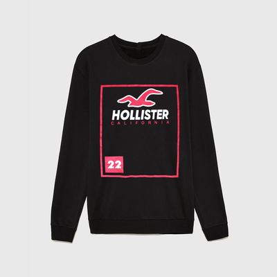 HLSTR Black Contrast Printed Sweat Shirt